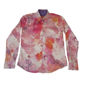 Claudio Lugli Shirt Mens Small 38 Multicolor Paisley Button Up Long Sleeve Desig